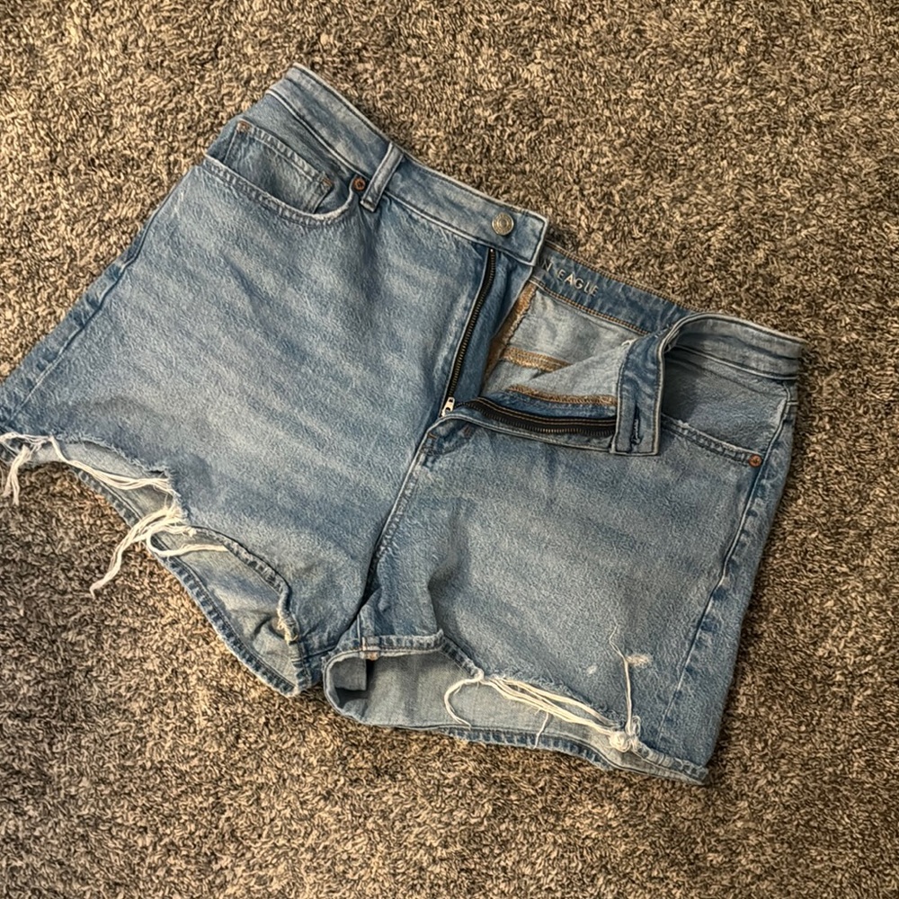 American Eagle Outfitters Blue Jean Shorts Distressed High-Waisted